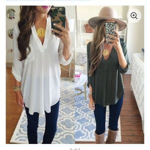 Women's V-Neck Long Sleeve Chiffon Blouse